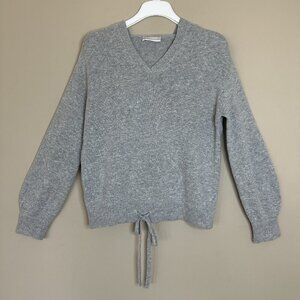 Cashmere Wool Blend Hooded Sweater Women M Gray Balloon Sleeve Stefanel Italian